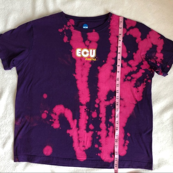 NCAA East Carolina University Purple Bleached Dye Pink Graphic Tee, size XL Jr. - Picture 10 of 15